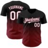 Custom Black White-Crimson 3D Gradient Square Shape Authentic Baseball Jersey