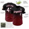 Custom Black White-Crimson 3D Gradient Square Shape Authentic Baseball Jersey