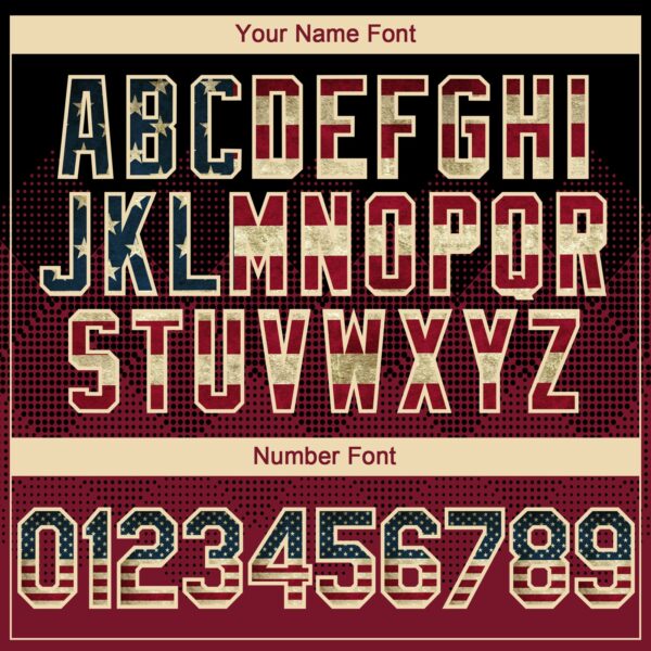 Custom Black Vintage USA Flag Crimson-Cream 3D Gradient Square Shape Authentic Baseball Jersey