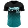 Custom Black White-Teal 3D Gradient Square Shape Authentic Baseball Jersey