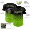 Custom Black Purple-Neon Green 3D Gradient Square Shape Authentic Baseball Jersey