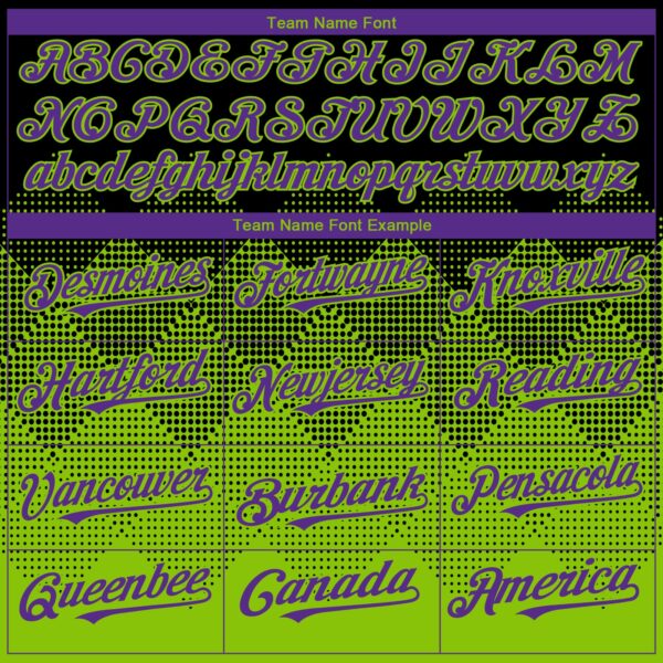 Custom Black Purple-Neon Green 3D Gradient Square Shape Authentic Baseball Jersey