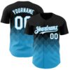 Custom Black White-Sky Blue 3D Gradient Square Shape Authentic Baseball Jersey
