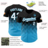 Custom Black White-Sky Blue 3D Gradient Square Shape Authentic Baseball Jersey