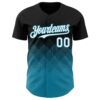 Custom Black White-Panther Blue 3D Gradient Square Shape Authentic Baseball Jersey