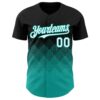 Custom Black White-Aqua 3D Gradient Square Shape Authentic Baseball Jersey
