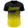Custom Black Light Yellow 3D Gradient Square Shape Authentic Baseball Jersey