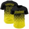 Custom Black Light Yellow 3D Gradient Square Shape Authentic Baseball Jersey