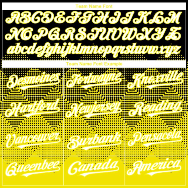 Custom Black Light Yellow 3D Gradient Square Shape Authentic Baseball Jersey