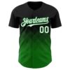 Custom Black White-Grass Green 3D Gradient Square Shape Authentic Baseball Jersey