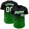 Custom Black White-Grass Green 3D Gradient Square Shape Authentic Baseball Jersey