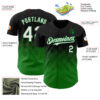Custom Black White-Grass Green 3D Gradient Square Shape Authentic Baseball Jersey