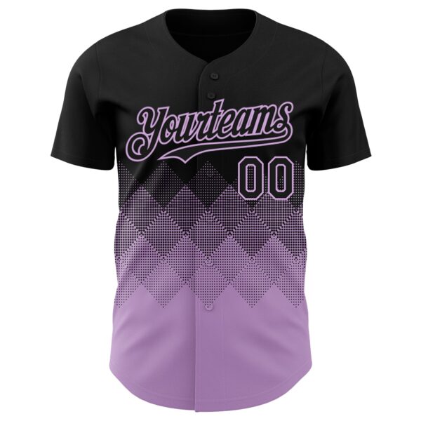 Custom Black Light Purple 3D Gradient Square Shape Authentic Baseball Jersey
