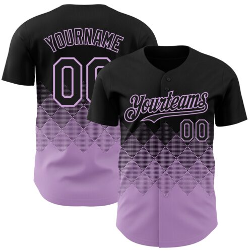 3DPattern7286 Custom Black Light Purple 3D Gradient Square Shape Authentic Baseball Jersey