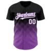 Custom Black White-Medium Purple 3D Gradient Square Shape Authentic Baseball Jersey