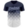 Custom Navy White 3D Gradient Square Shape Authentic Baseball Jersey