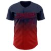 Custom Navy Red 3D Gradient Square Shape Authentic Baseball Jersey