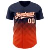 Custom Navy White-Orange 3D Gradient Square Shape Authentic Baseball Jersey