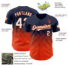 Custom Navy White-Orange 3D Gradient Square Shape Authentic Baseball Jersey