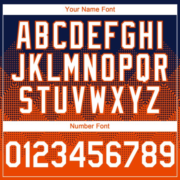 Custom Navy White-Orange 3D Gradient Square Shape Authentic Baseball Jersey