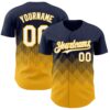 Custom Navy White-Gold 3D Gradient Square Shape Authentic Baseball Jersey
