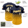 Custom Navy White-Gold 3D Gradient Square Shape Authentic Baseball Jersey