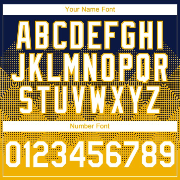 Custom Navy White-Gold 3D Gradient Square Shape Authentic Baseball Jersey