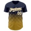 Custom Navy White-Old Gold 3D Gradient Square Shape Authentic Baseball Jersey