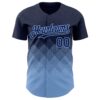 Custom Navy Light Blue 3D Gradient Square Shape Authentic Baseball Jersey