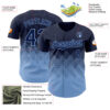 Custom Navy Light Blue 3D Gradient Square Shape Authentic Baseball Jersey