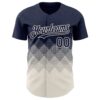 Custom Navy Cream 3D Gradient Square Shape Authentic Baseball Jersey