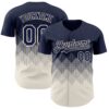 Custom Navy Cream 3D Gradient Square Shape Authentic Baseball Jersey
