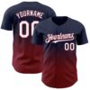 Custom Navy White-Crimson 3D Gradient Square Shape Authentic Baseball Jersey