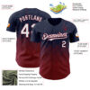 Custom Navy White-Crimson 3D Gradient Square Shape Authentic Baseball Jersey