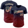 Custom Navy Vintage USA Flag Crimson-Cream 3D Gradient Square Shape Authentic Baseball Jersey