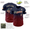 Custom Navy Vintage USA Flag Crimson-Cream 3D Gradient Square Shape Authentic Baseball Jersey