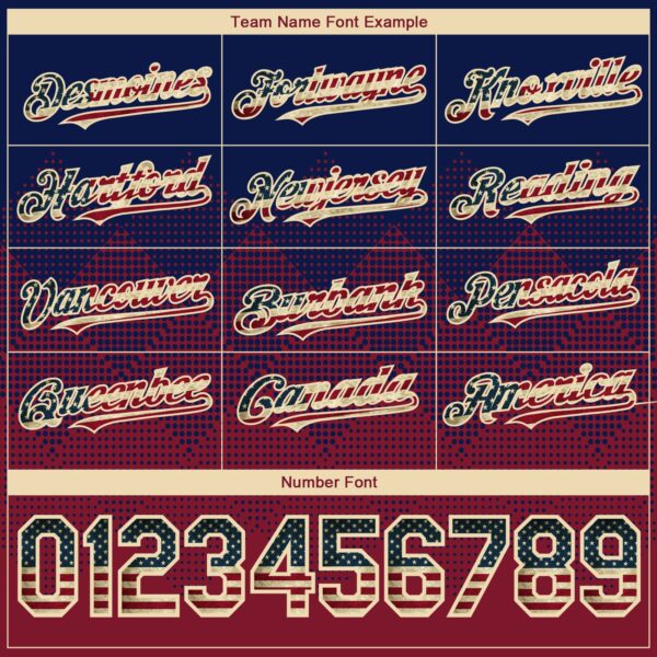 Custom Navy Vintage USA Flag Crimson-Cream 3D Gradient Square Shape Authentic Baseball Jersey