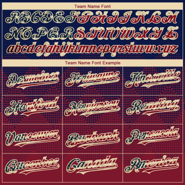 Custom Navy Vintage USA Flag Crimson-Cream 3D Gradient Square Shape Authentic Baseball Jersey