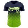 Custom Navy White-Neon Green 3D Gradient Square Shape Authentic Baseball Jersey