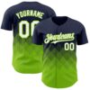 Custom Navy White-Neon Green 3D Gradient Square Shape Authentic Baseball Jersey