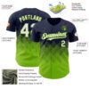 Custom Navy White-Neon Green 3D Gradient Square Shape Authentic Baseball Jersey