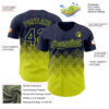 Custom Navy Neon Yellow 3D Gradient Square Shape Authentic Baseball Jersey