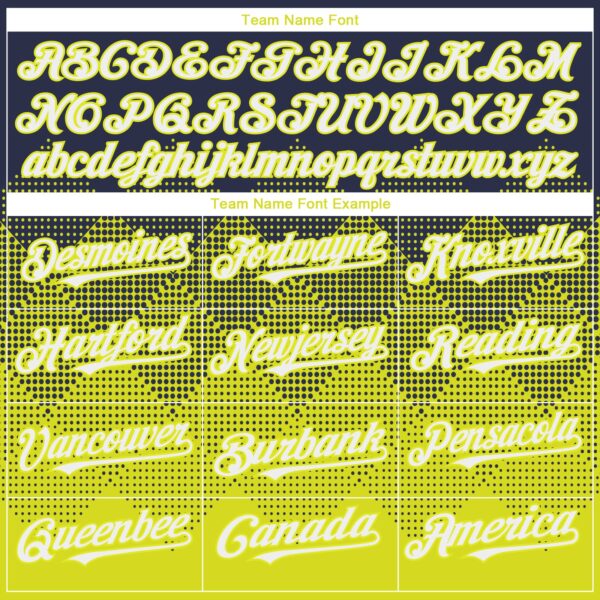 Custom Navy Neon Yellow 3D Gradient Square Shape Authentic Baseball Jersey