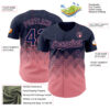 Custom Navy Medium Pink 3D Gradient Square Shape Authentic Baseball Jersey