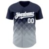 Custom Navy White-Silver 3D Gradient Square Shape Authentic Baseball Jersey