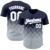 Custom Navy White-Silver 3D Gradient Square Shape Authentic Baseball Jersey