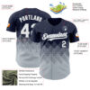 Custom Navy White-Silver 3D Gradient Square Shape Authentic Baseball Jersey