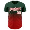 Custom Green White-Red 3D Gradient Square Shape Authentic Baseball Jersey