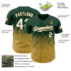 Custom Green White-Old Gold 3D Gradient Square Shape Authentic Baseball Jersey