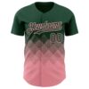 Custom Green Medium Pink 3D Gradient Square Shape Authentic Baseball Jersey